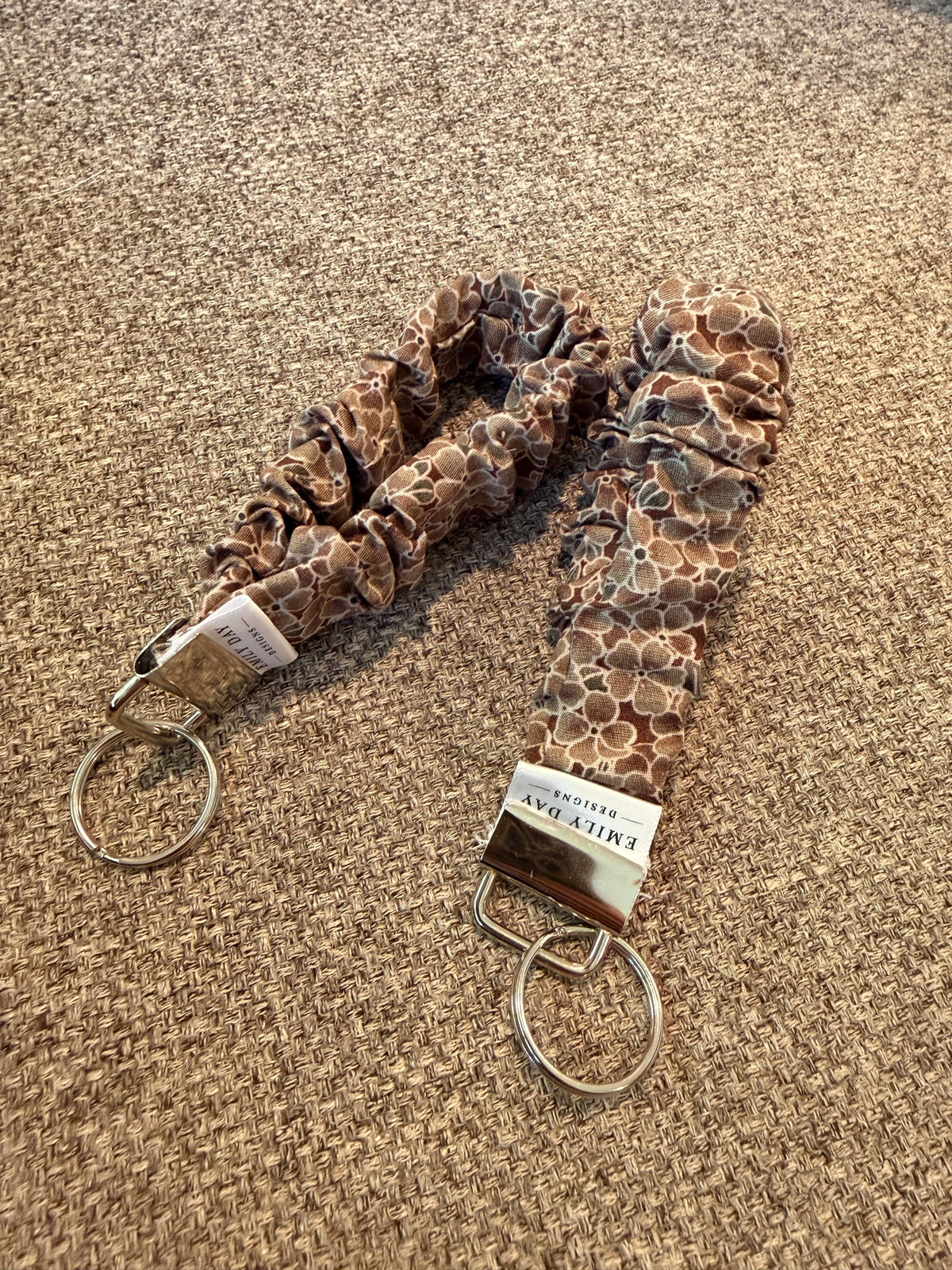Brown Flowers Scrunchie Keychain