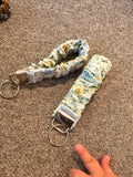 Blue yellow flowers Scrunchie Keychain