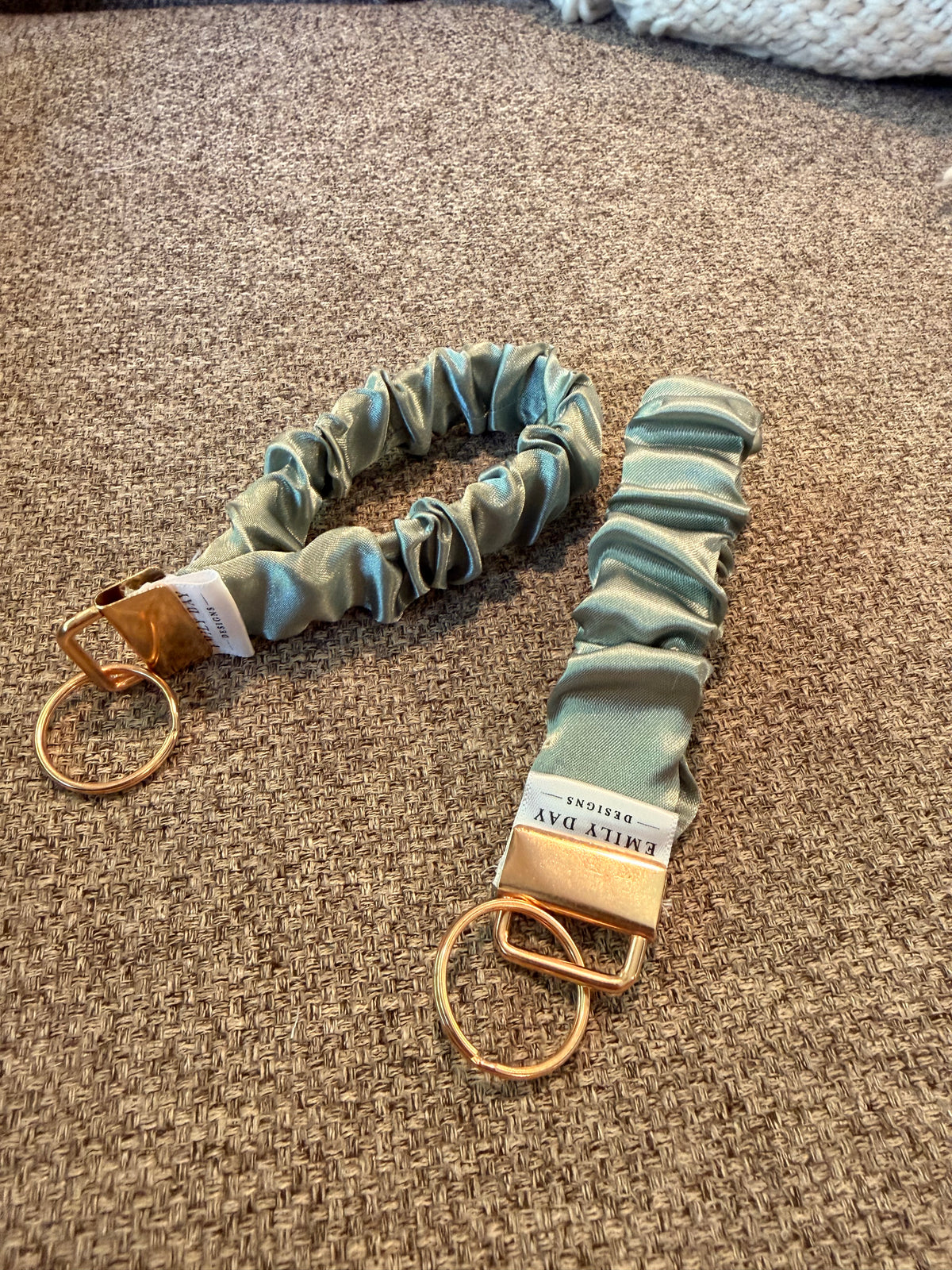 Sage Satin Scrunchie Keychain