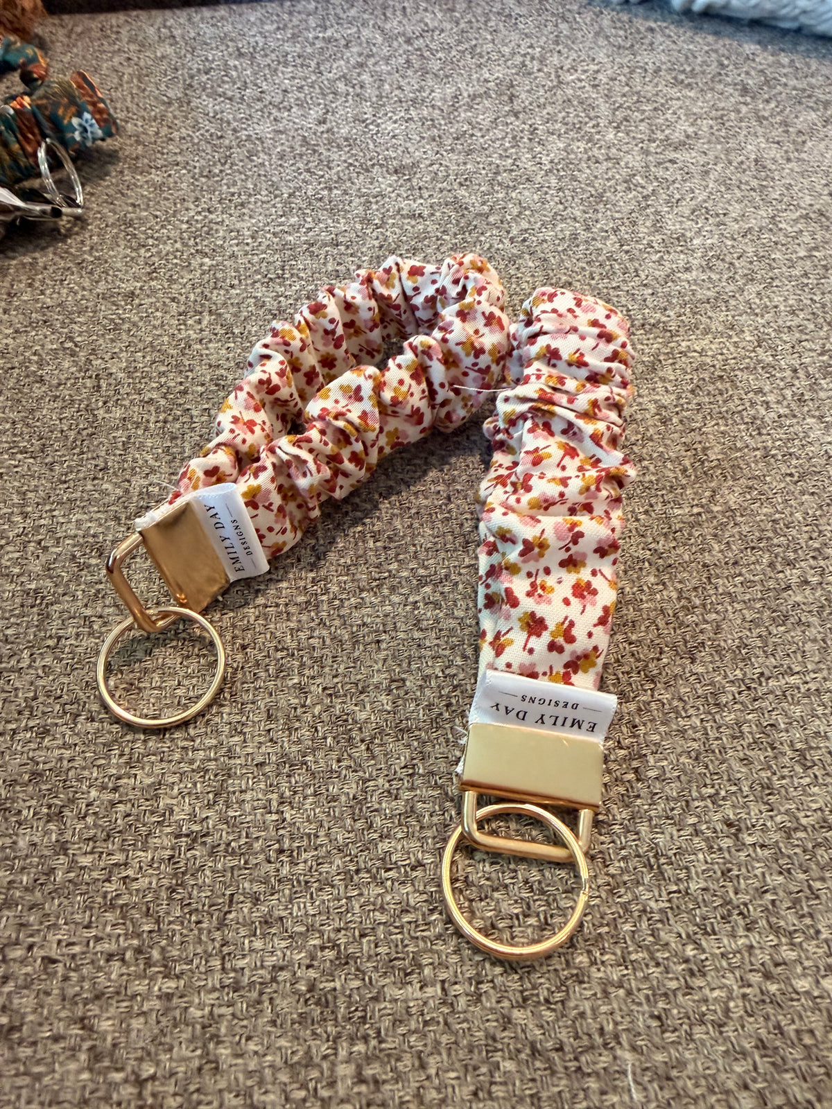 Maroon floral Scrunchie Keychain