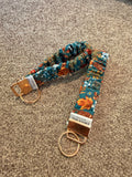 Blue Fall Floral Scrunchie Keychain