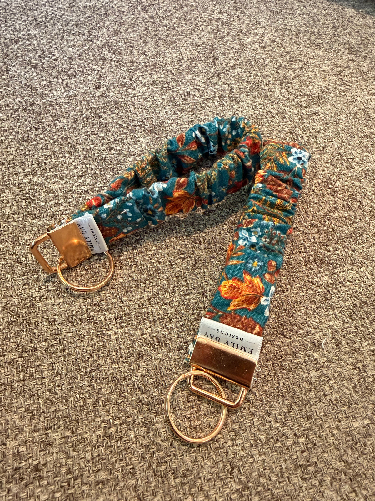 Blue Fall Floral Scrunchie Keychain